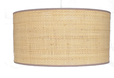Abat-jour  cylindre diamètre 29 cm rafia collé sur pvc transparent