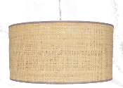 Abat-jour  cylindre diamètre 48 cm rafia bordure coloris châtaigne collé sur pvc transparent